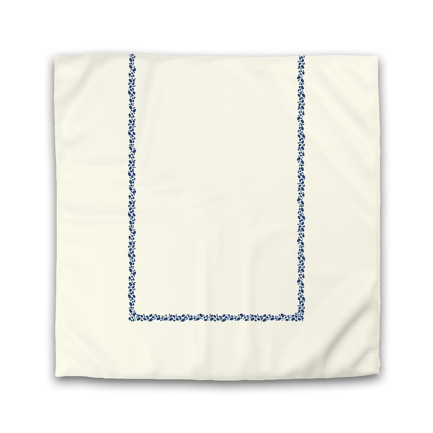 Pale Cream Cotton Sateen Duvet Cover, Royal Blue Hand-painted Dab Motif Print, Classic Border | CSDU-1293-091