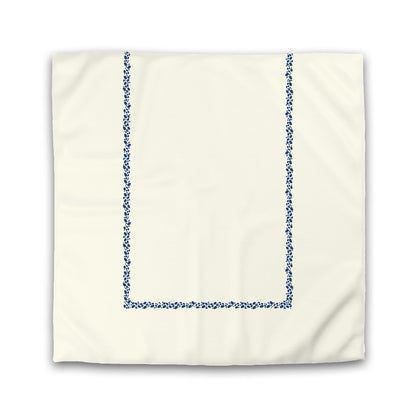 Pale Cream Cotton Sateen Duvet Cover, Royal Blue Hand-painted Dab Motif Print, Classic Border | CSDU-1293-091