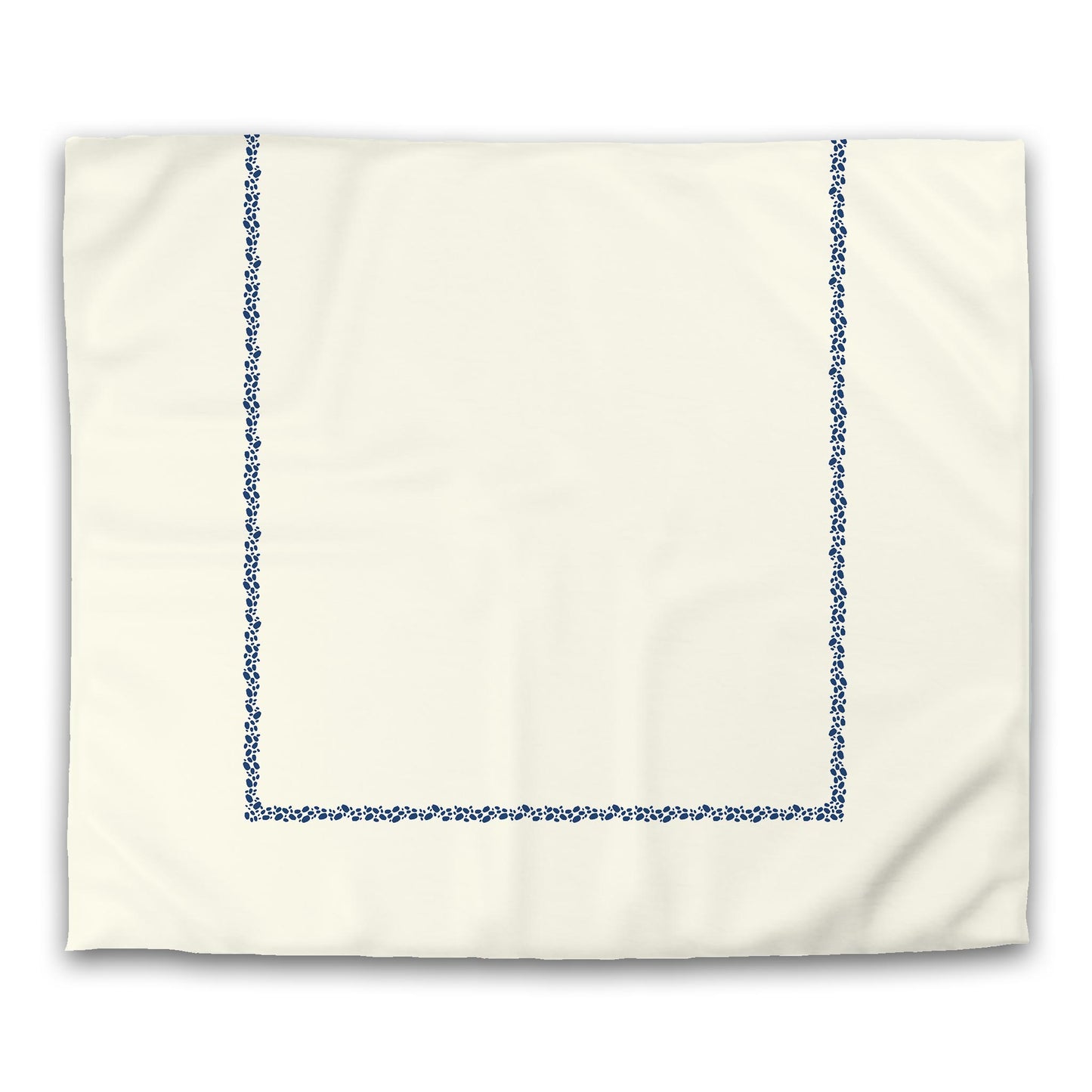 Pale Cream Cotton Sateen Duvet Cover, Royal Blue Hand-painted Dab Motif Print, Classic Border | CSDU-1293-091