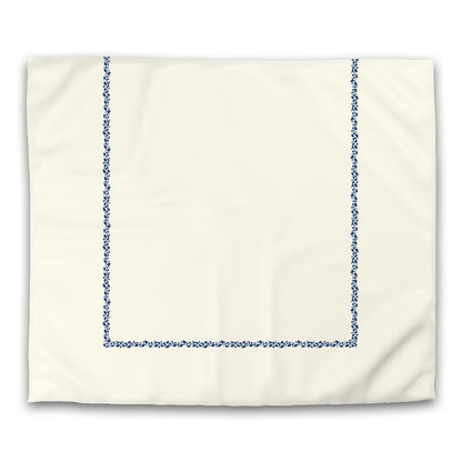 Pale Cream Cotton Sateen Duvet Cover, Royal Blue Hand-painted Dab Motif Print, Classic Border | CSDU-1293-091