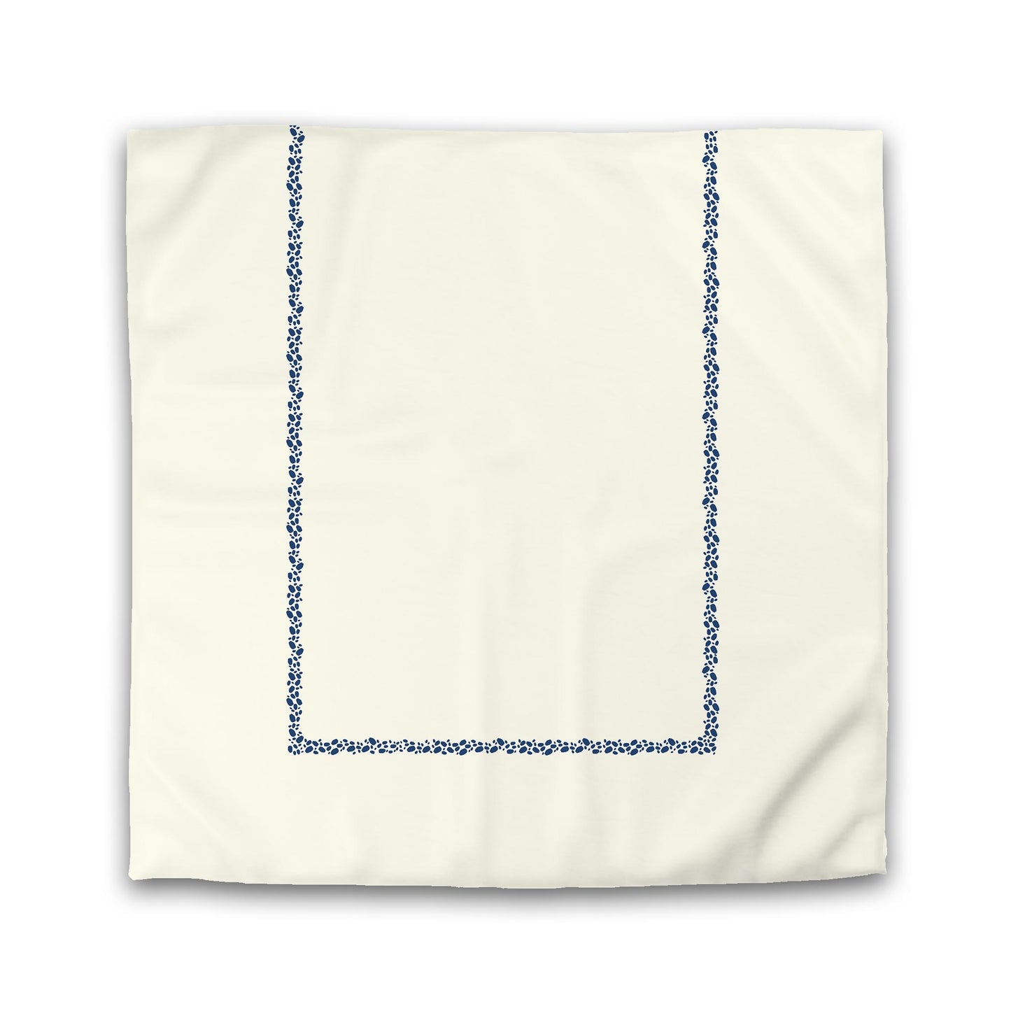 Pale Cream Cotton Sateen Duvet Cover, Royal Blue Hand-painted Dab Motif Print, Classic Border | CSDU-1293-091