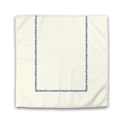 Pale Cream Cotton Sateen Duvet Cover, Royal Blue Hand-painted Dab Motif Print, Classic Border | CSDU-1293-091