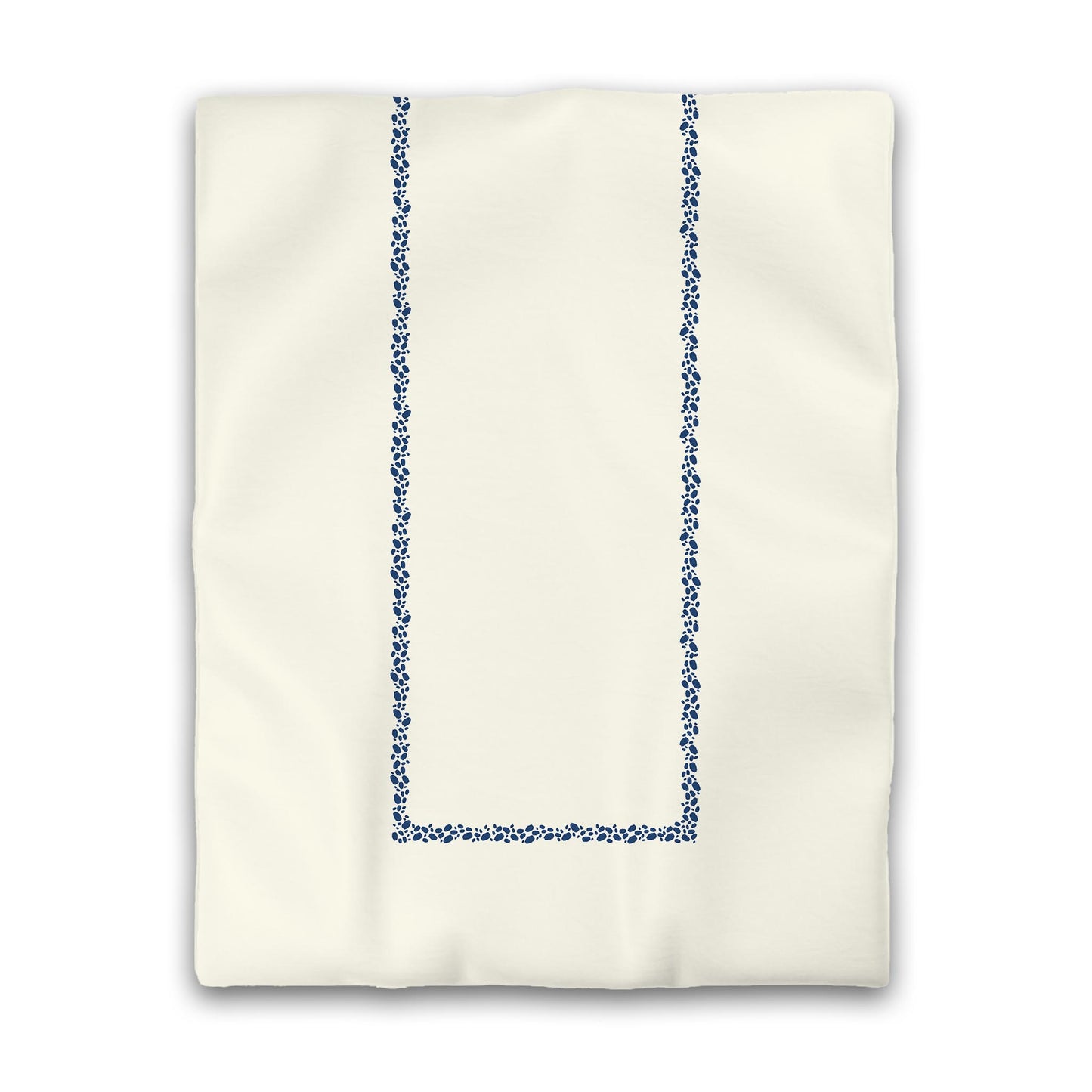 Pale Cream Cotton Sateen Duvet Cover, Royal Blue Hand-painted Dab Motif Print, Classic Border | CSDU-1293-091