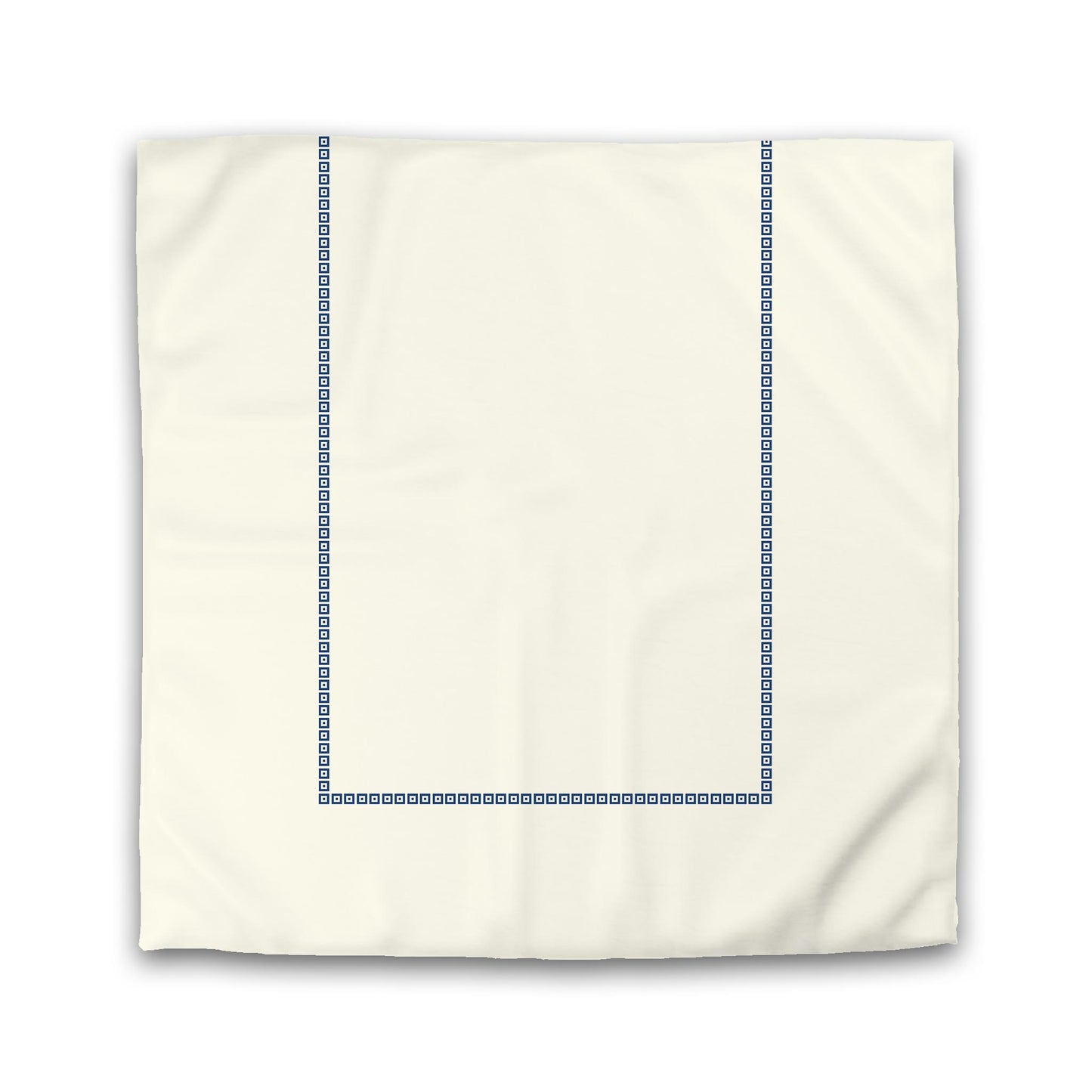 Pale Cream Cotton Sateen Duvet Cover, Royal Blue Repeating Square Motif Print, Classic Border | CSDU-1293-121