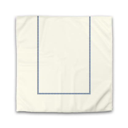 Pale Cream Cotton Sateen Duvet Cover, Royal Blue Repeating Square Motif Print, Classic Border | CSDU-1293-121