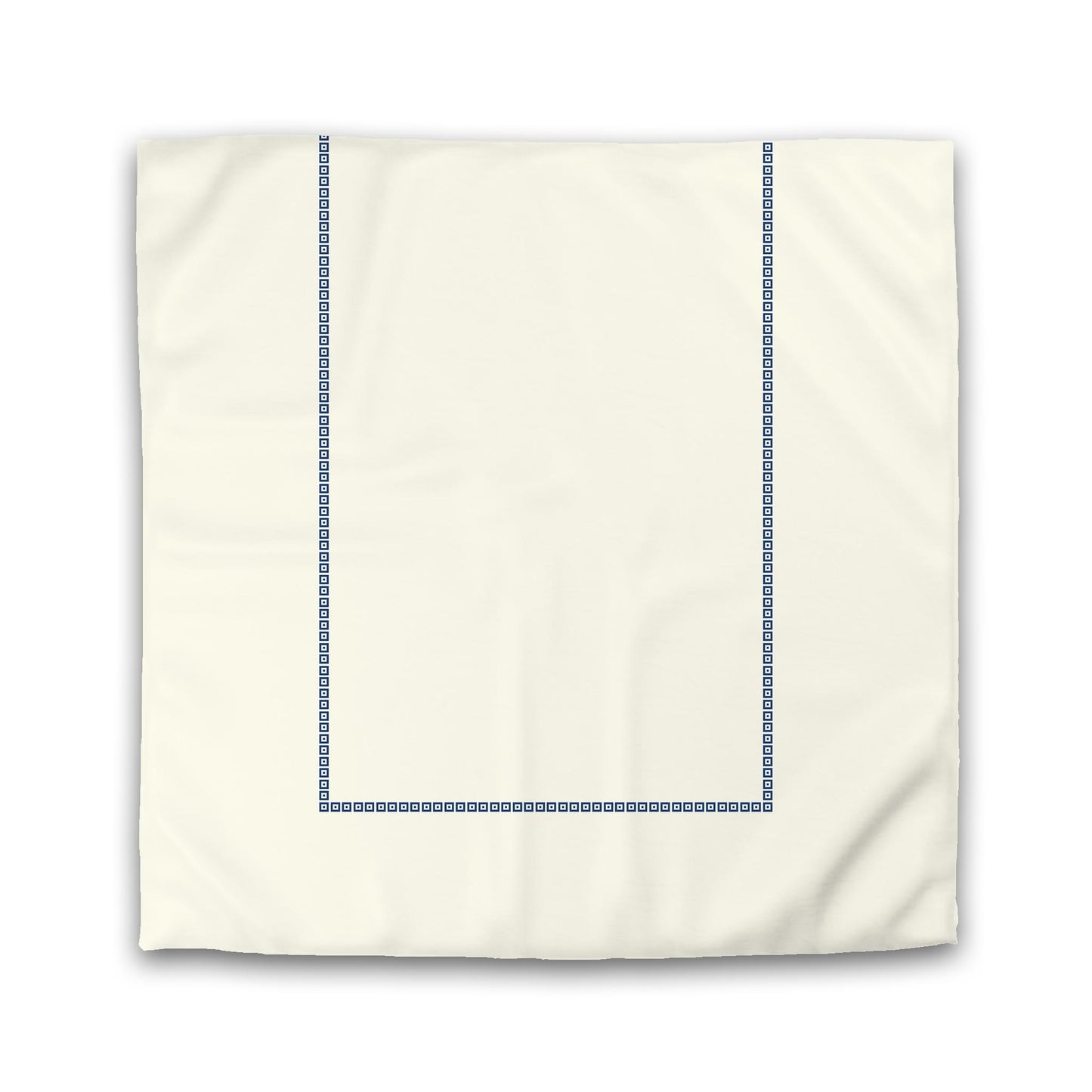 Pale Cream Cotton Sateen Duvet Cover, Royal Blue Repeating Square Motif Print, Classic Border | CSDU-1293-121