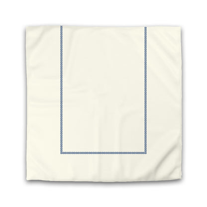 Pale Cream Cotton Sateen Duvet Cover, Royal Blue Repeating Square Motif Print, Classic Border | CSDU-1293-121