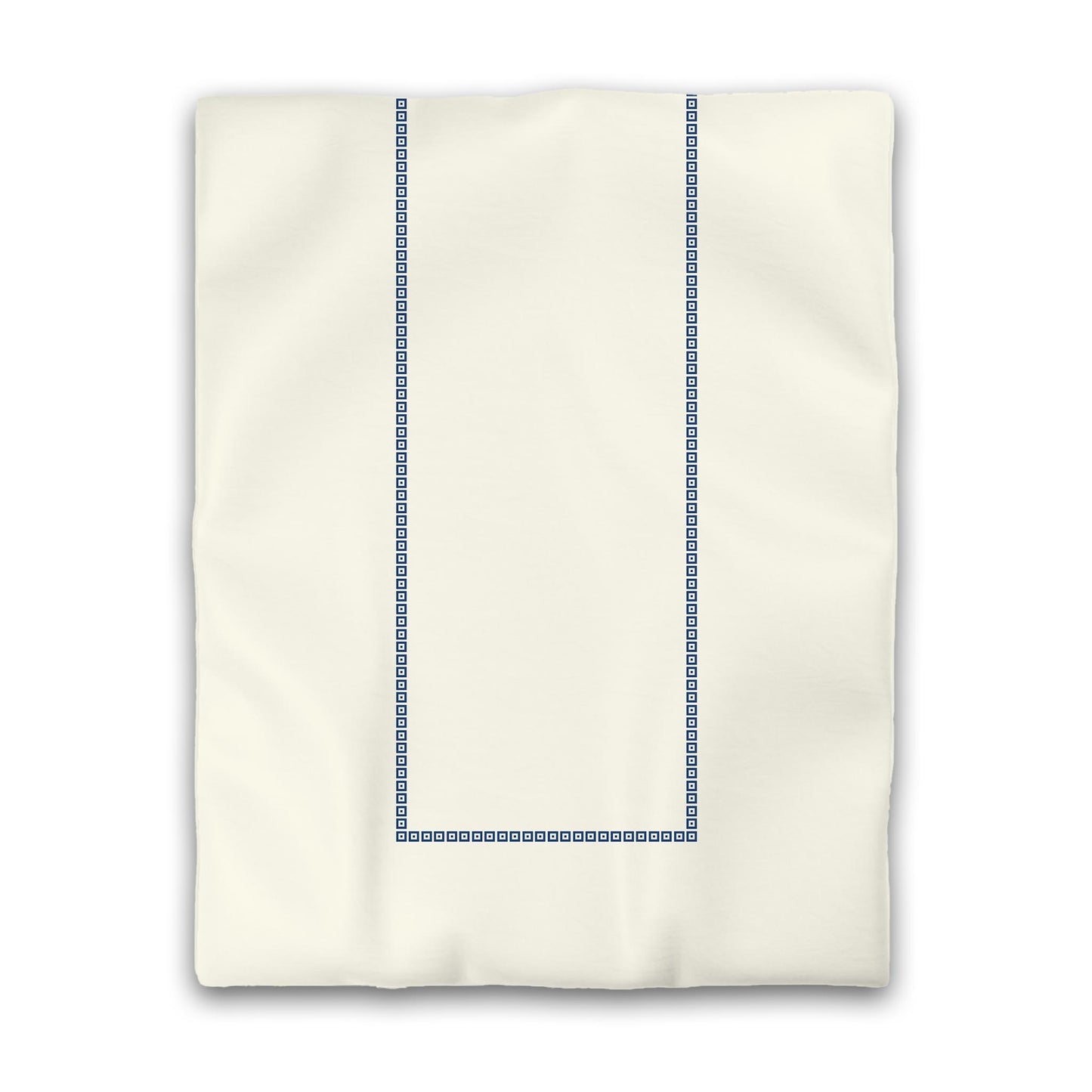Pale Cream Cotton Sateen Duvet Cover, Royal Blue Repeating Square Motif Print, Classic Border | CSDU-1293-121