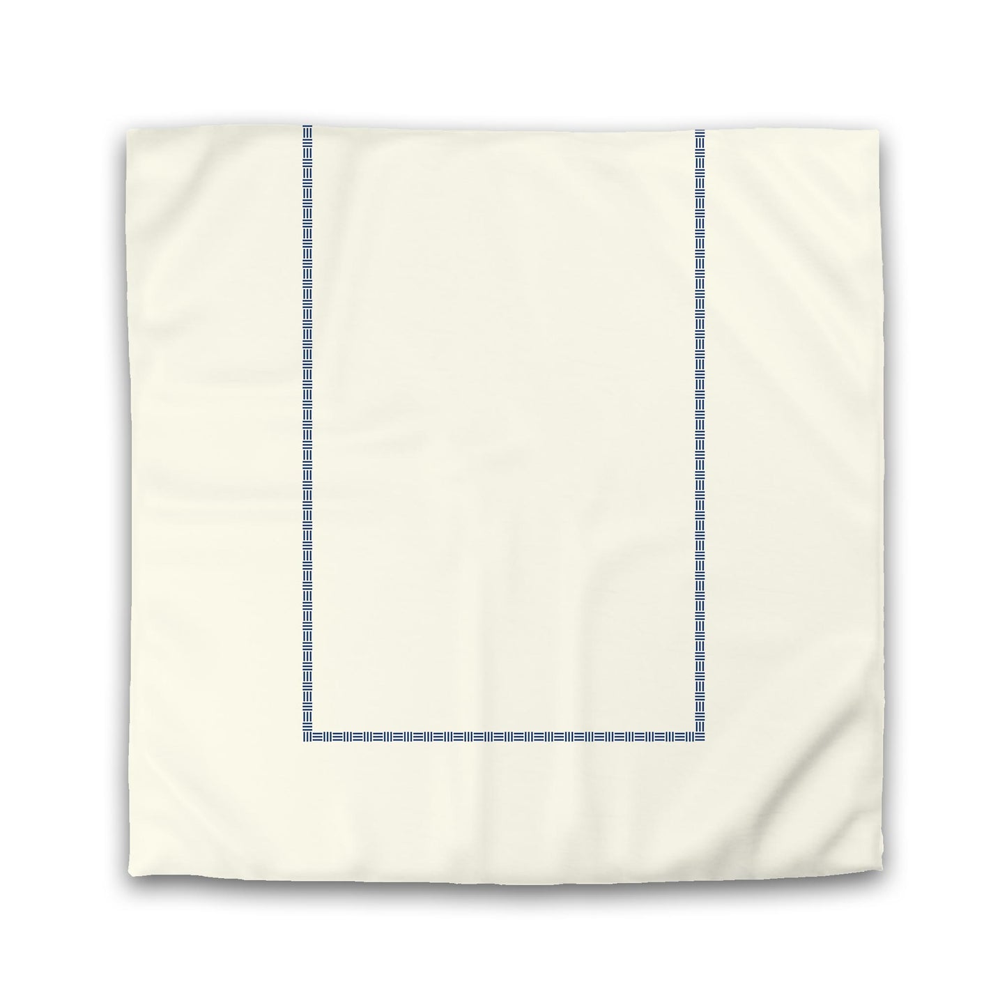 Pale Cream Cotton Sateen Duvet Cover, Royal Blue Single Weave Motif Print, Classic Border | CSDU-1293-141