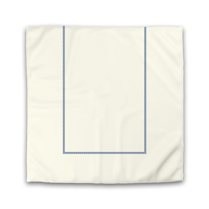 Pale Cream Cotton Sateen Duvet Cover, Royal Blue Single Weave Motif Print, Classic Border | CSDU-1293-141