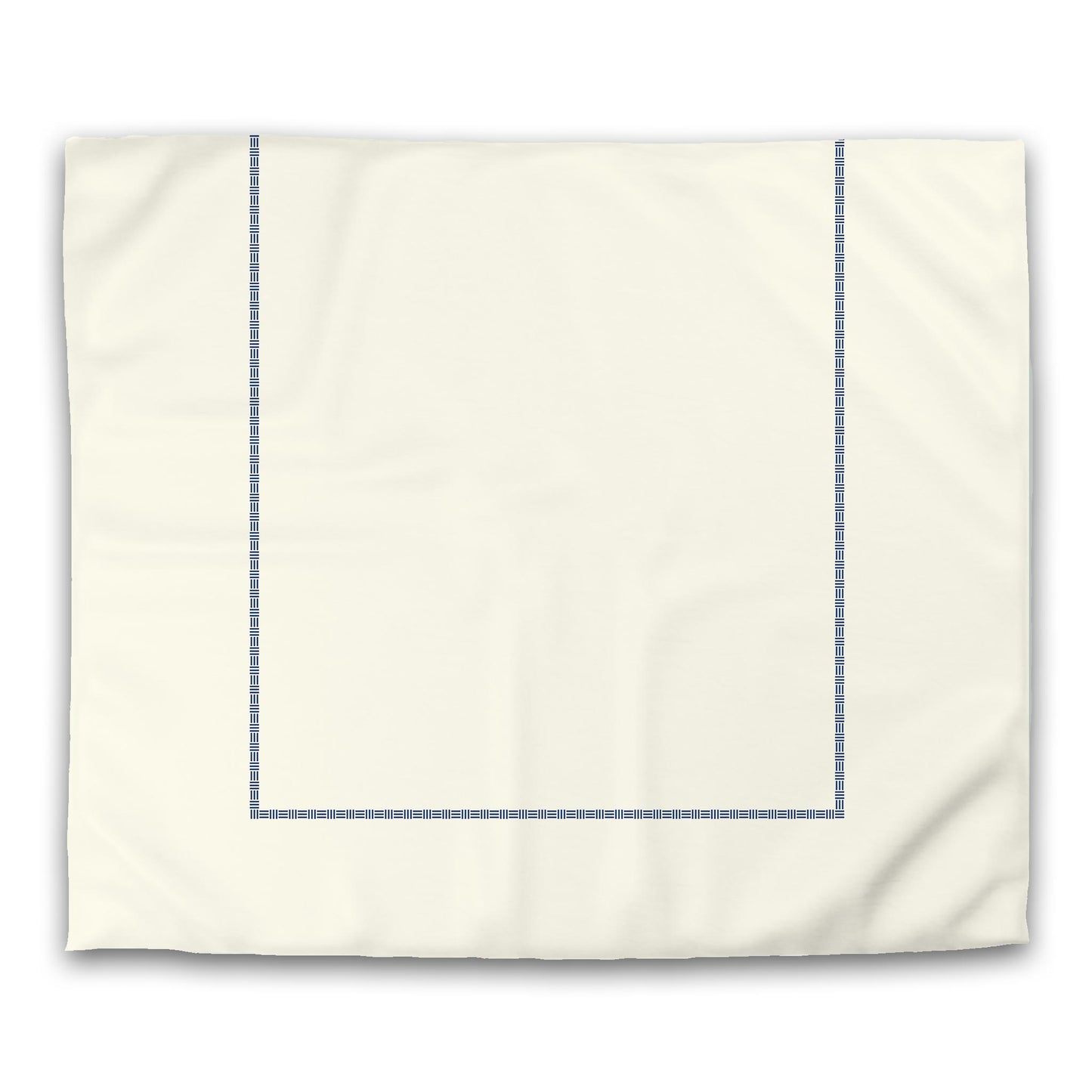 Pale Cream Cotton Sateen Duvet Cover, Royal Blue Single Weave Motif Print, Classic Border | CSDU-1293-141