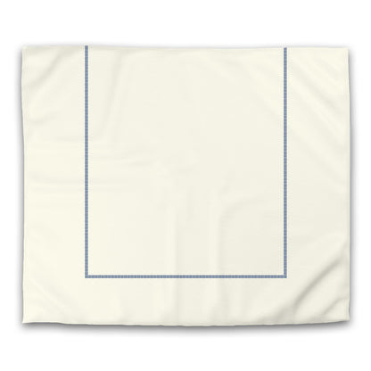 Pale Cream Cotton Sateen Duvet Cover, Royal Blue Single Weave Motif Print, Classic Border | CSDU-1293-141
