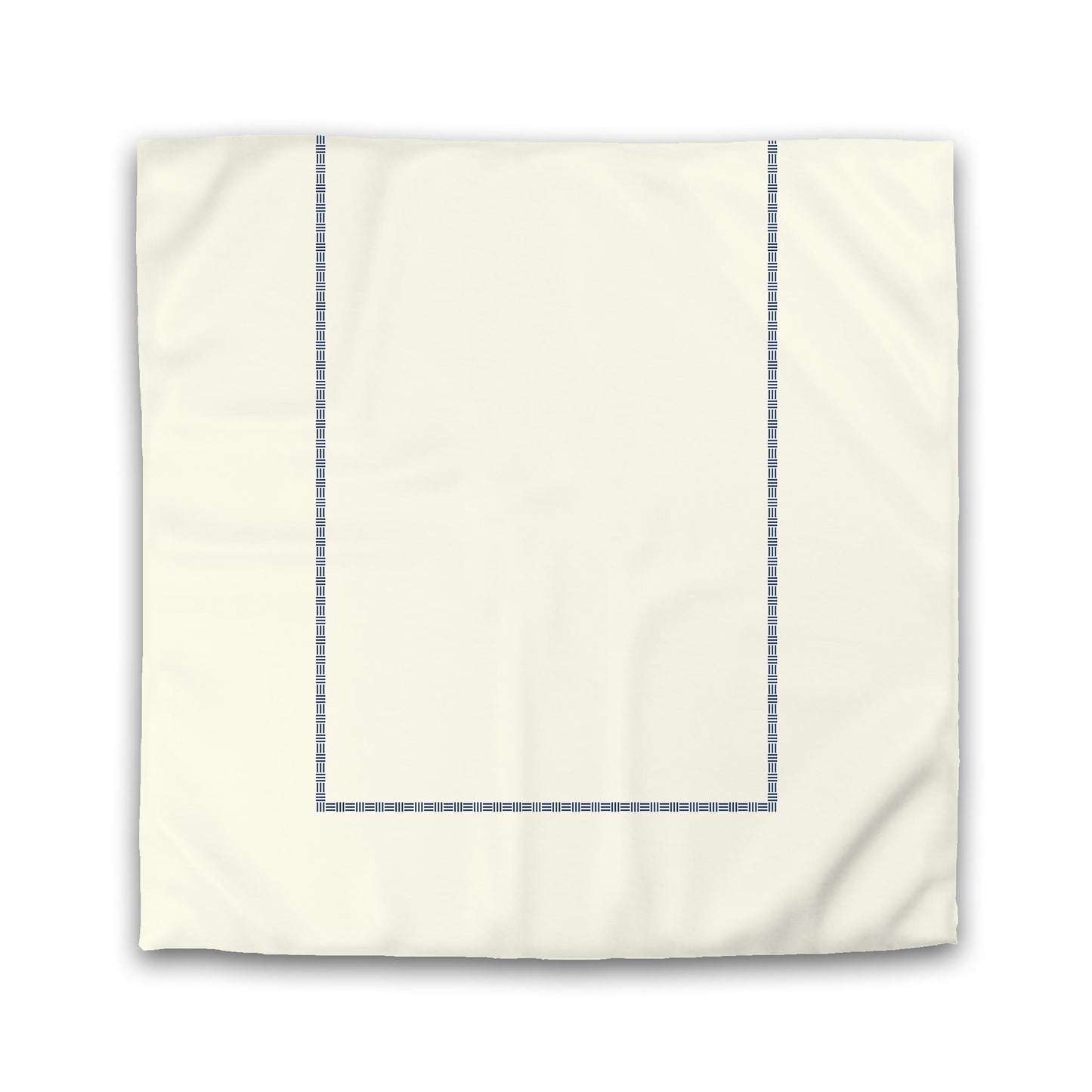 Pale Cream Cotton Sateen Duvet Cover, Royal Blue Single Weave Motif Print, Classic Border | CSDU-1293-141