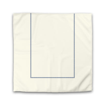 Pale Cream Cotton Sateen Duvet Cover, Royal Blue Single Weave Motif Print, Classic Border | CSDU-1293-141