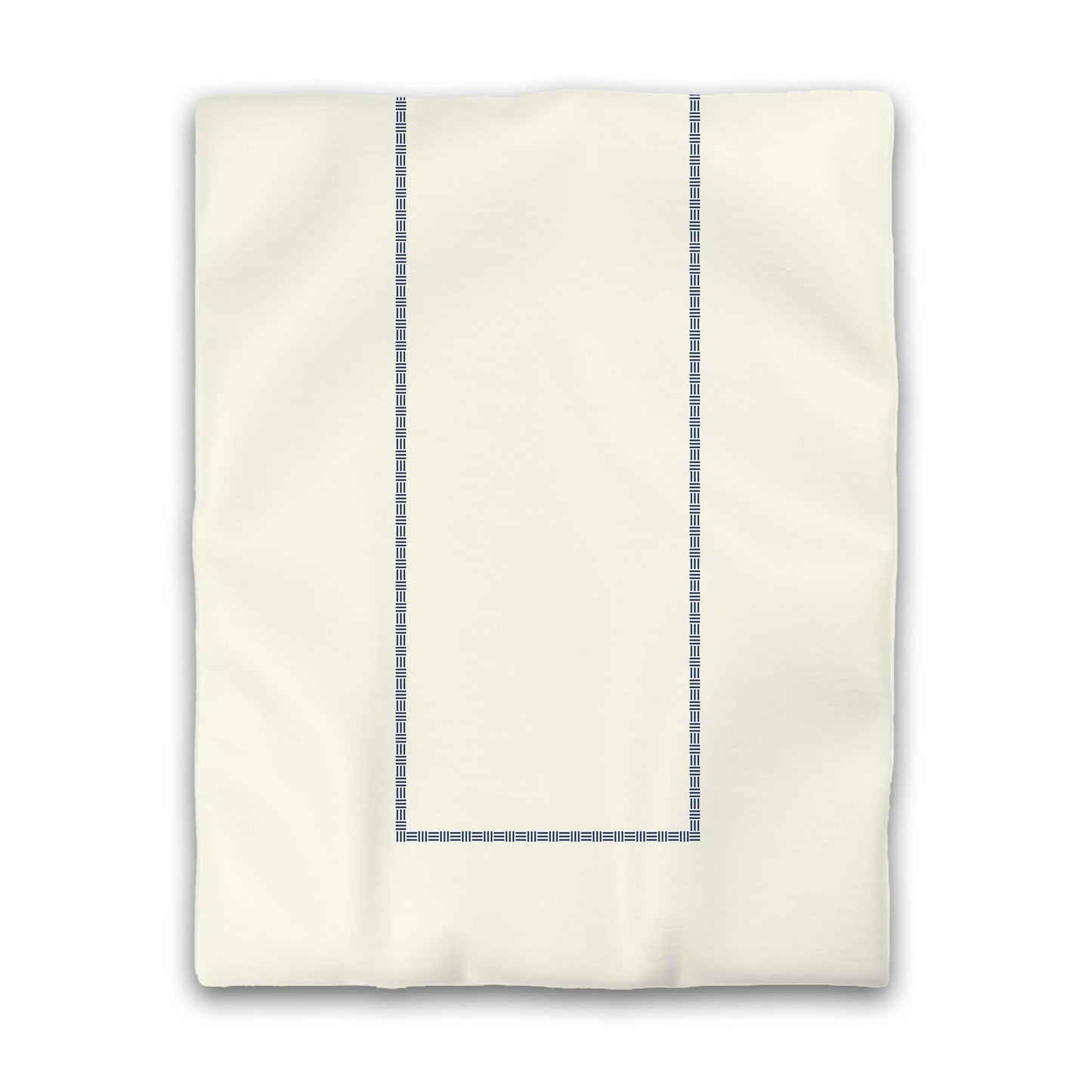 Pale Cream Cotton Sateen Duvet Cover, Royal Blue Single Weave Motif Print, Classic Border | CSDU-1293-141