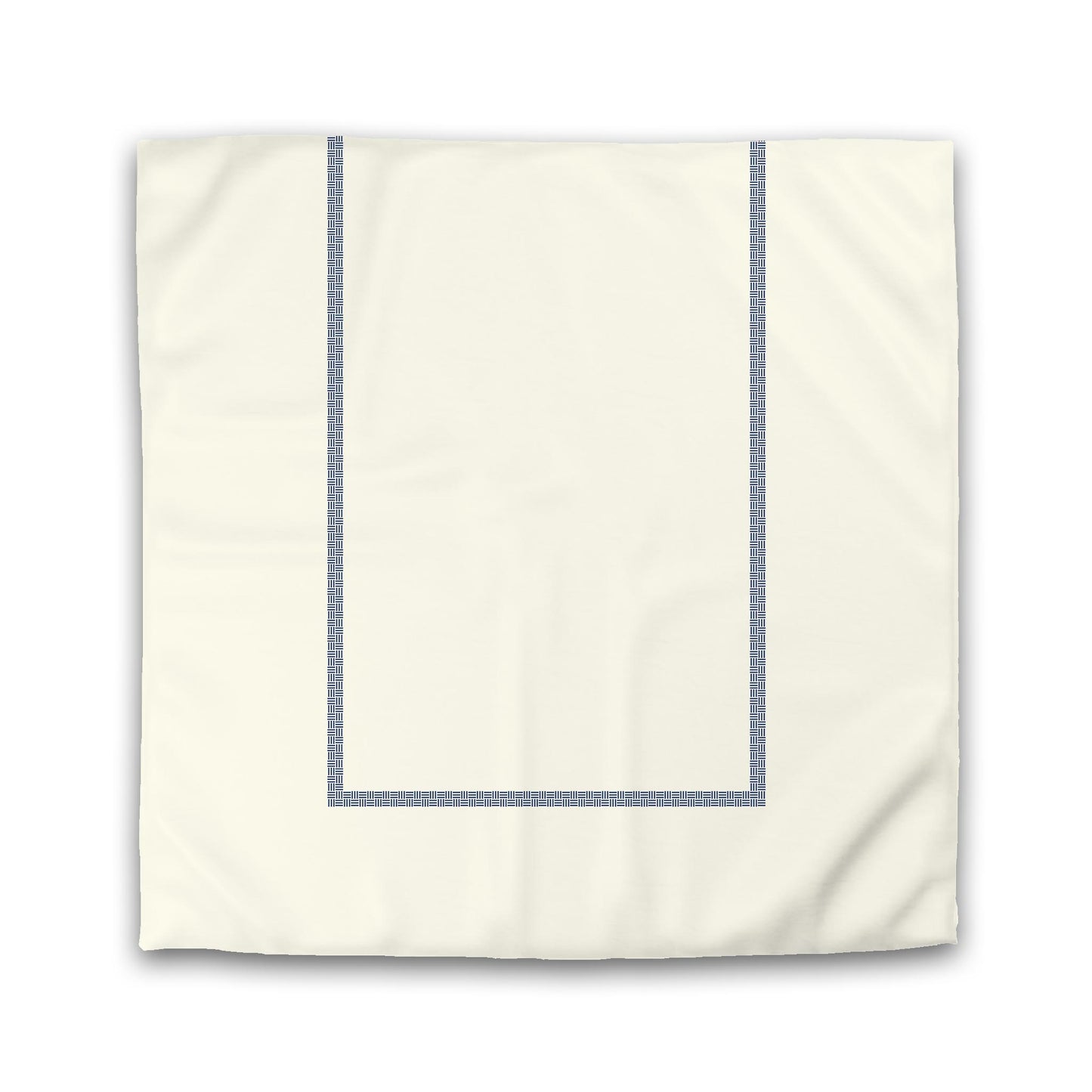 Pale Cream Cotton Sateen Duvet Cover, Royal Blue Double Weave Motif Print, Classic Border | CSDU-1293-143
