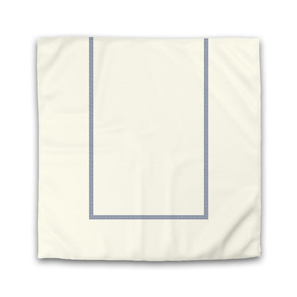 Pale Cream Cotton Sateen Duvet Cover, Royal Blue Double Weave Motif Print, Classic Border | CSDU-1293-143