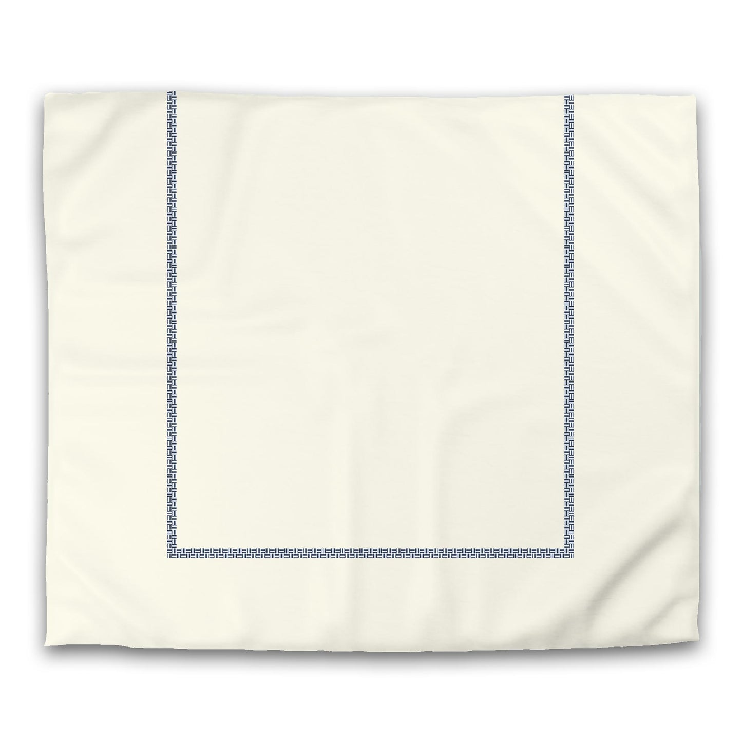 Pale Cream Cotton Sateen Duvet Cover, Royal Blue Double Weave Motif Print, Classic Border | CSDU-1293-143