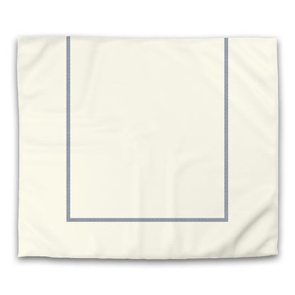 Pale Cream Cotton Sateen Duvet Cover, Royal Blue Double Weave Motif Print, Classic Border | CSDU-1293-143