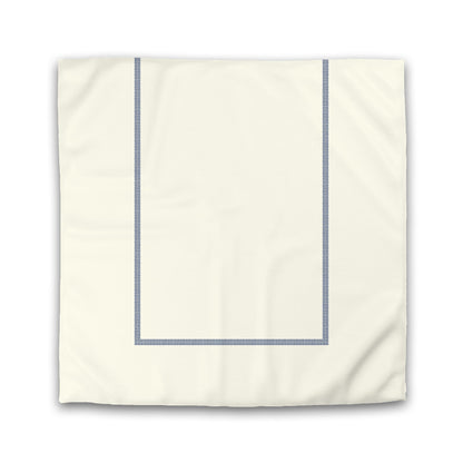 Pale Cream Cotton Sateen Duvet Cover, Royal Blue Double Weave Motif Print, Classic Border | CSDU-1293-143
