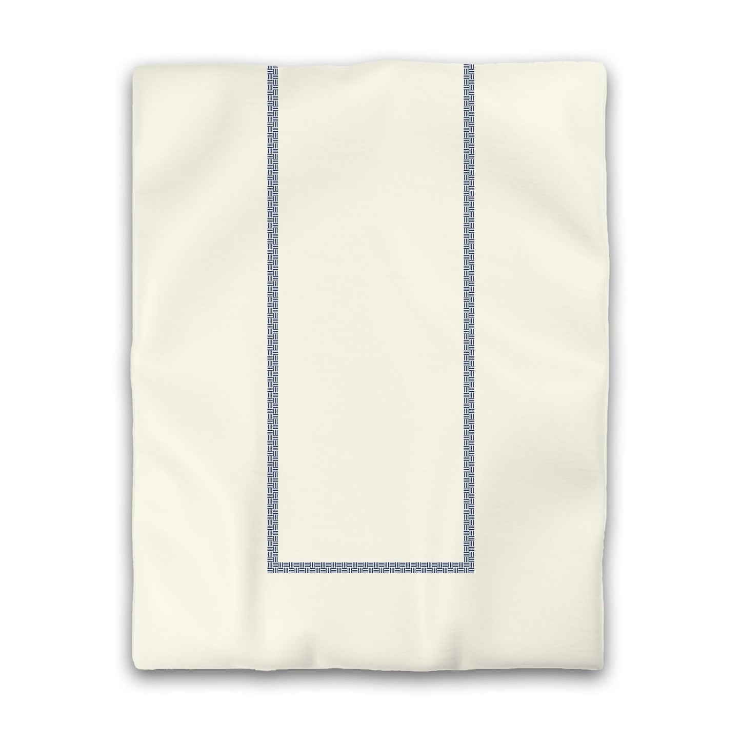 Pale Cream Cotton Sateen Duvet Cover, Royal Blue Double Weave Motif Print, Classic Border | CSDU-1293-143