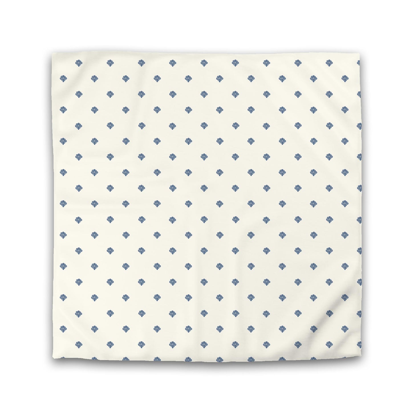 Pale Cream Cotton Sateen Duvet Cover, Royal Blue Hand-painted Swizzle Motif Print | CSDU-1293-171