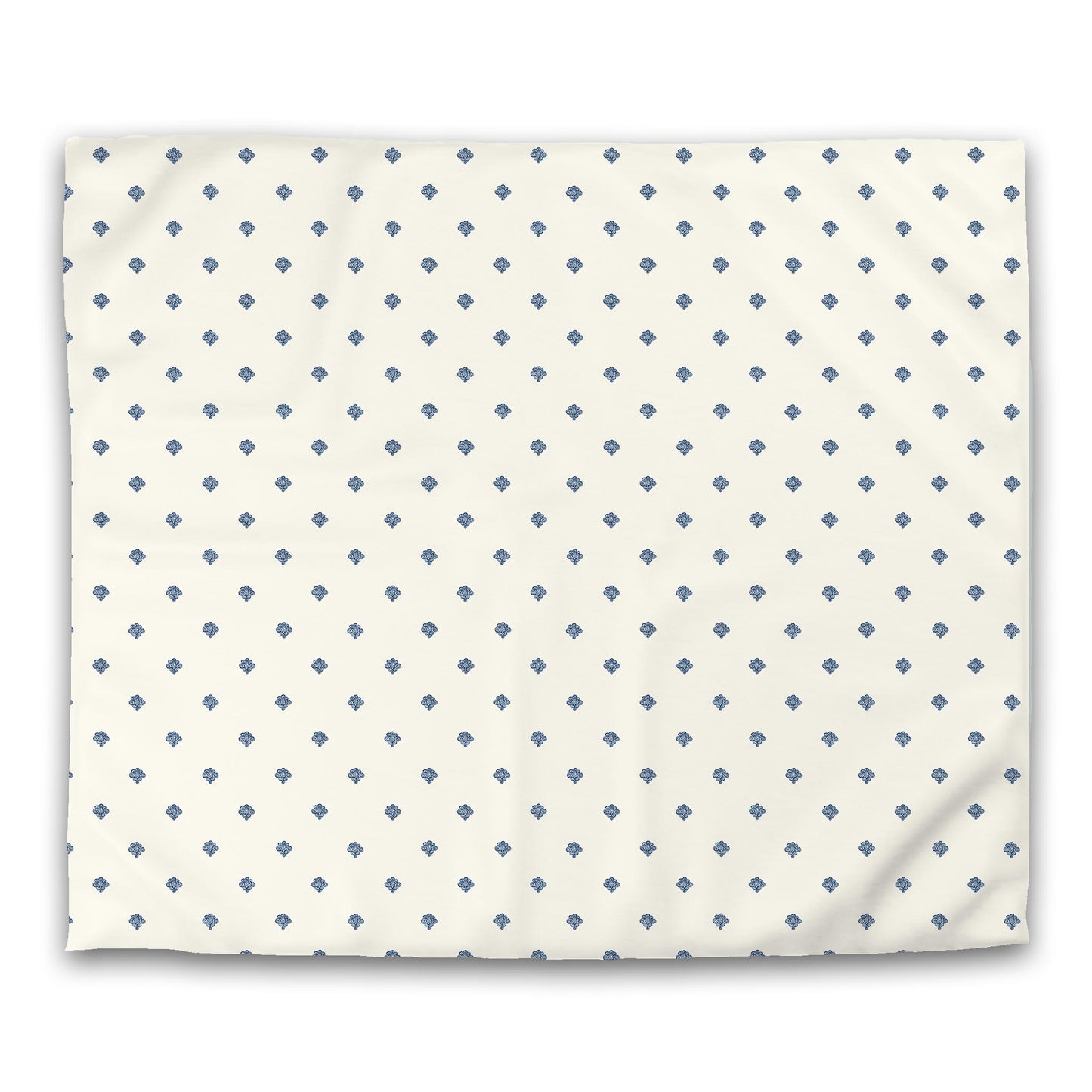 Pale Cream Cotton Sateen Duvet Cover, Royal Blue Hand-painted Swizzle Motif Print | CSDU-1293-171