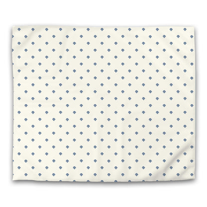 Pale Cream Cotton Sateen Duvet Cover, Royal Blue Hand-painted Swizzle Motif Print | CSDU-1293-171