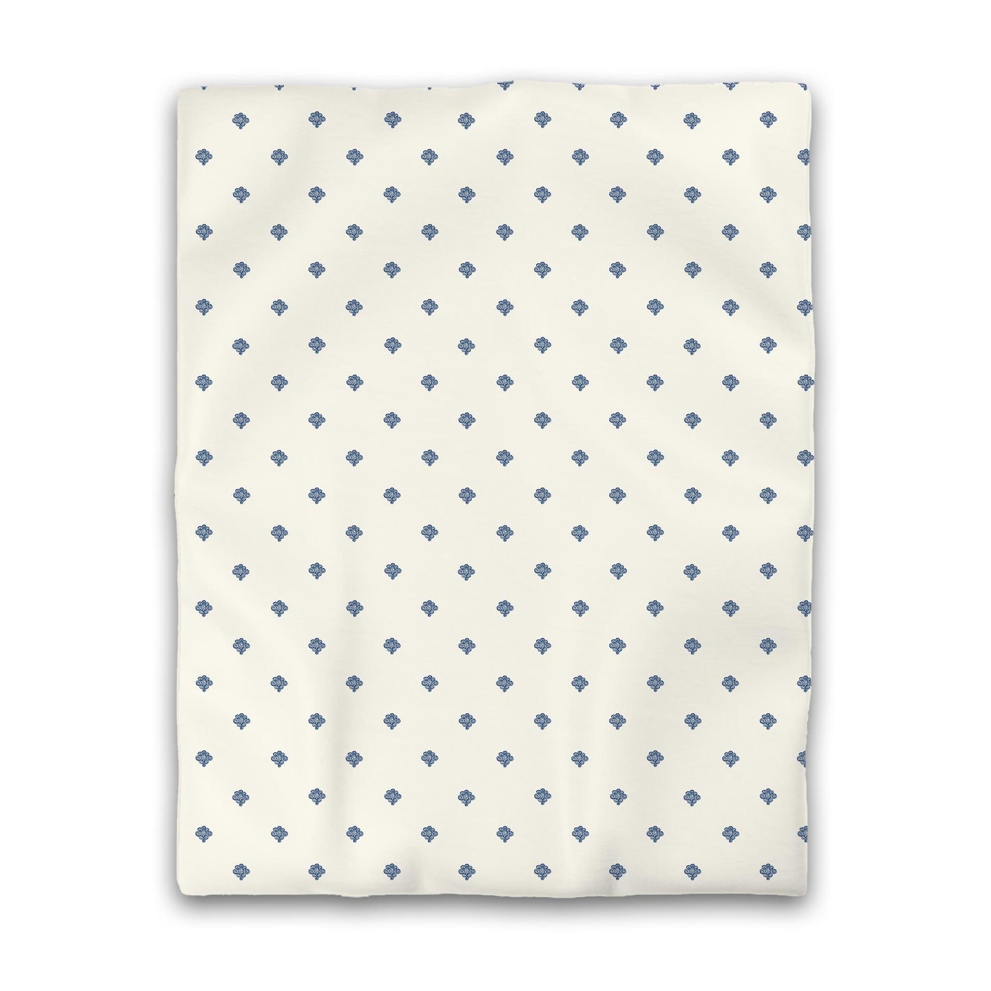 Pale Cream Cotton Sateen Duvet Cover, Royal Blue Hand-painted Swizzle Motif Print | CSDU-1293-171