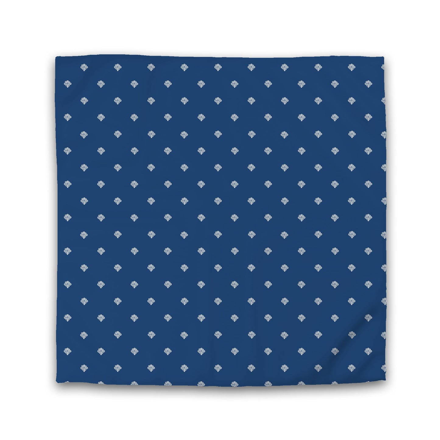 Royal Blue Cotton Sateen Duvet Cover, Pale Cream Hand-painted Swizzle Motif Print | CSDU-1293-172
