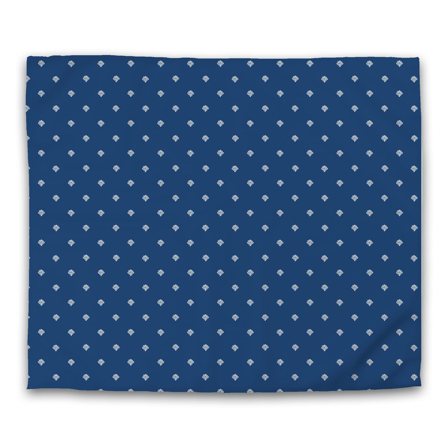 Royal Blue Cotton Sateen Duvet Cover, Pale Cream Hand-painted Swizzle Motif Print | CSDU-1293-172