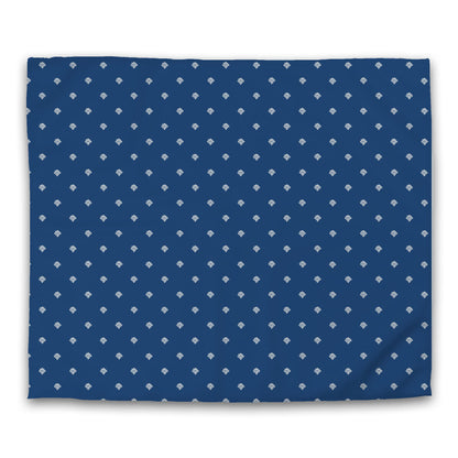 Royal Blue Cotton Sateen Duvet Cover, Pale Cream Hand-painted Swizzle Motif Print | CSDU-1293-172