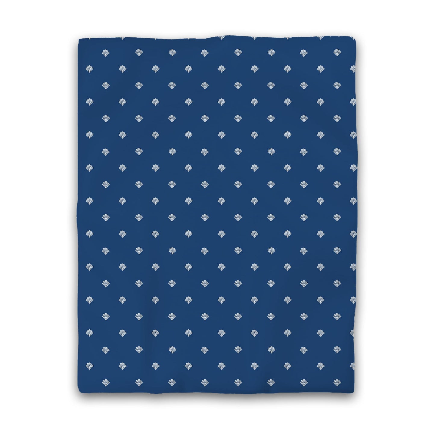 Royal Blue Cotton Sateen Duvet Cover, Pale Cream Hand-painted Swizzle Motif Print | CSDU-1293-172