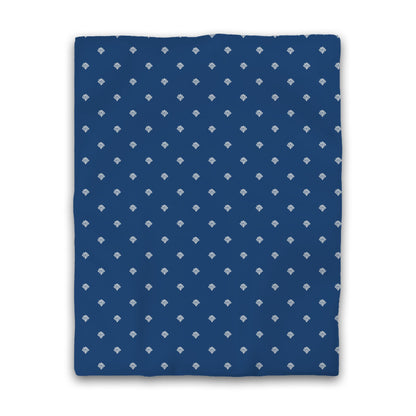 Royal Blue Cotton Sateen Duvet Cover, Pale Cream Hand-painted Swizzle Motif Print | CSDU-1293-172