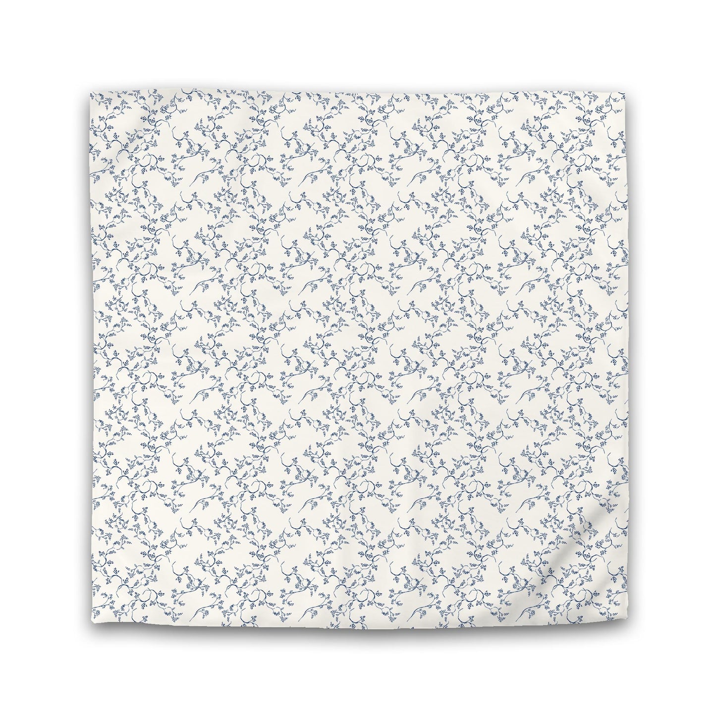 Pale Cream Cotton Sateen Duvet Cover, Royal Blue Hand-painted Vine Print | CSDU-1293-181