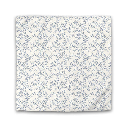 Pale Cream Cotton Sateen Duvet Cover, Royal Blue Hand-painted Vine Print | CSDU-1293-181