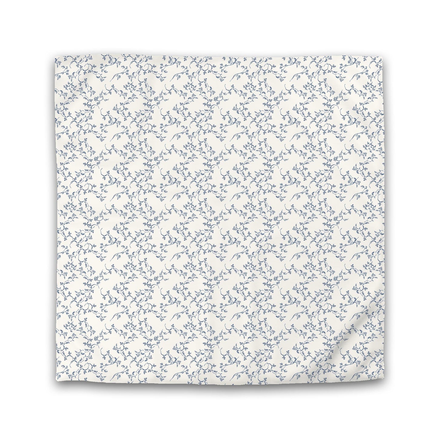 Pale Cream Cotton Sateen Duvet Cover, Royal Blue Hand-painted Vine Print | CSDU-1293-181