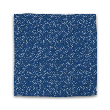 Royal Blue Cotton Sateen Duvet Cover, Pale Cream Hand-painted Vine Print | CSDU-1293-182