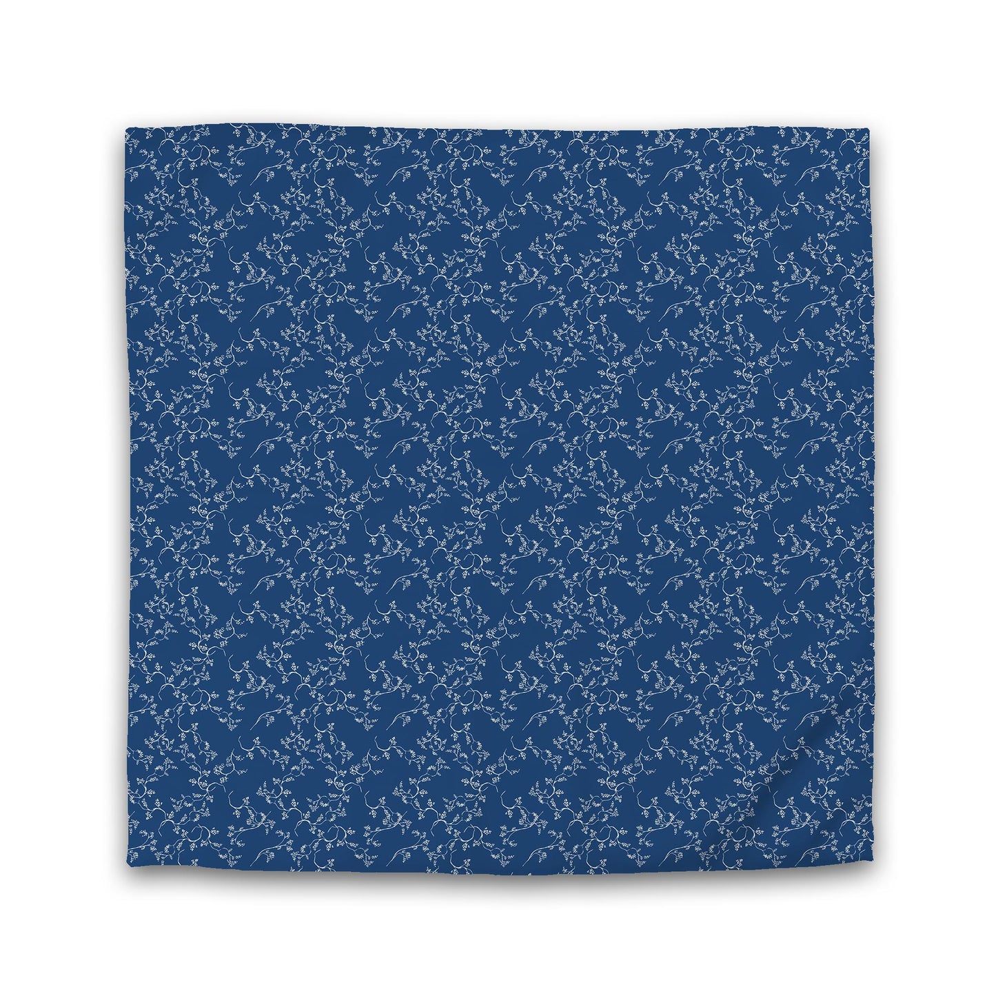 Royal Blue Cotton Sateen Duvet Cover, Pale Cream Hand-painted Vine Print | CSDU-1293-182