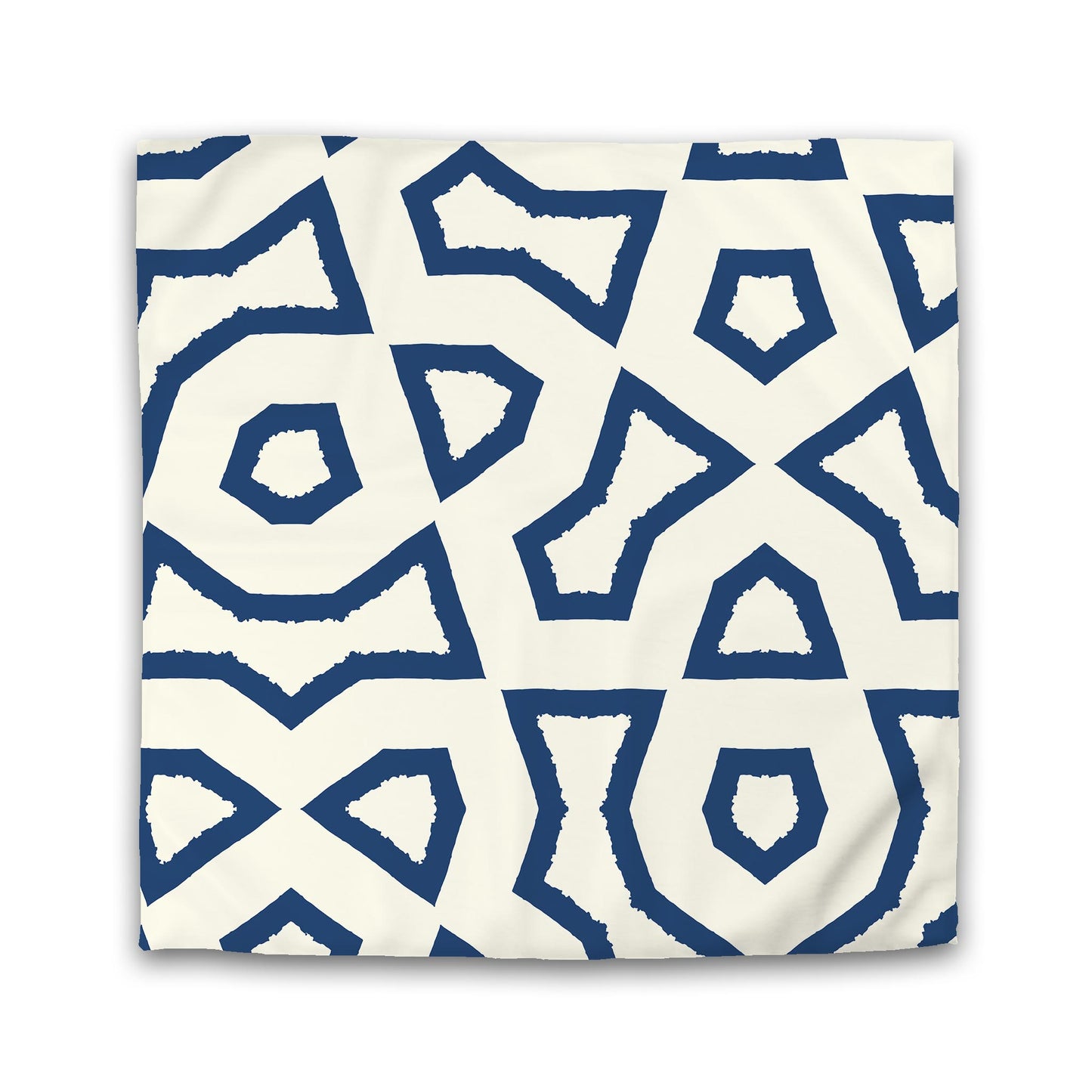 Pale Cream Cotton Sateen Duvet Cover, Bold Royal Blue Graphic | CSDU-1293-391