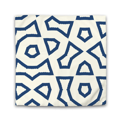 Pale Cream Cotton Sateen Duvet Cover, Bold Royal Blue Graphic | CSDU-1293-391