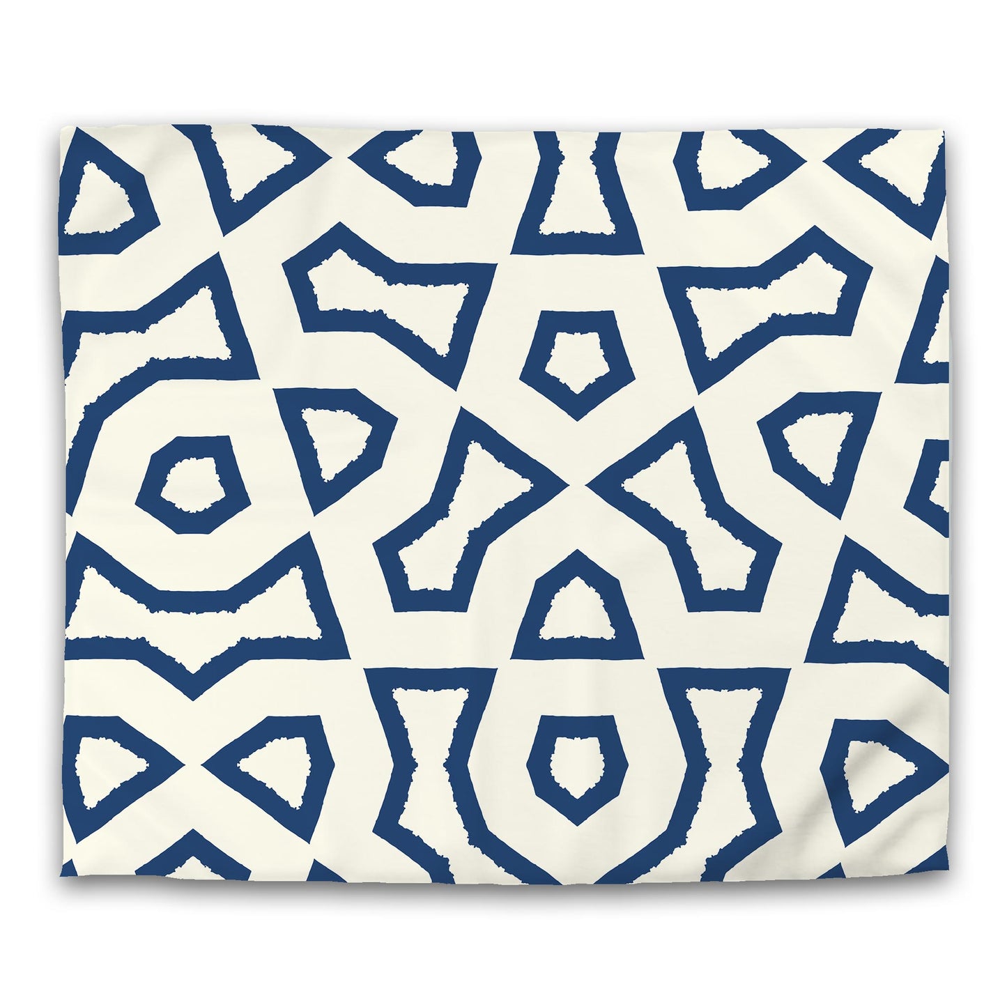 Pale Cream Cotton Sateen Duvet Cover, Bold Royal Blue Graphic | CSDU-1293-391
