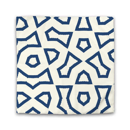 Pale Cream Cotton Sateen Duvet Cover, Bold Royal Blue Graphic | CSDU-1293-391
