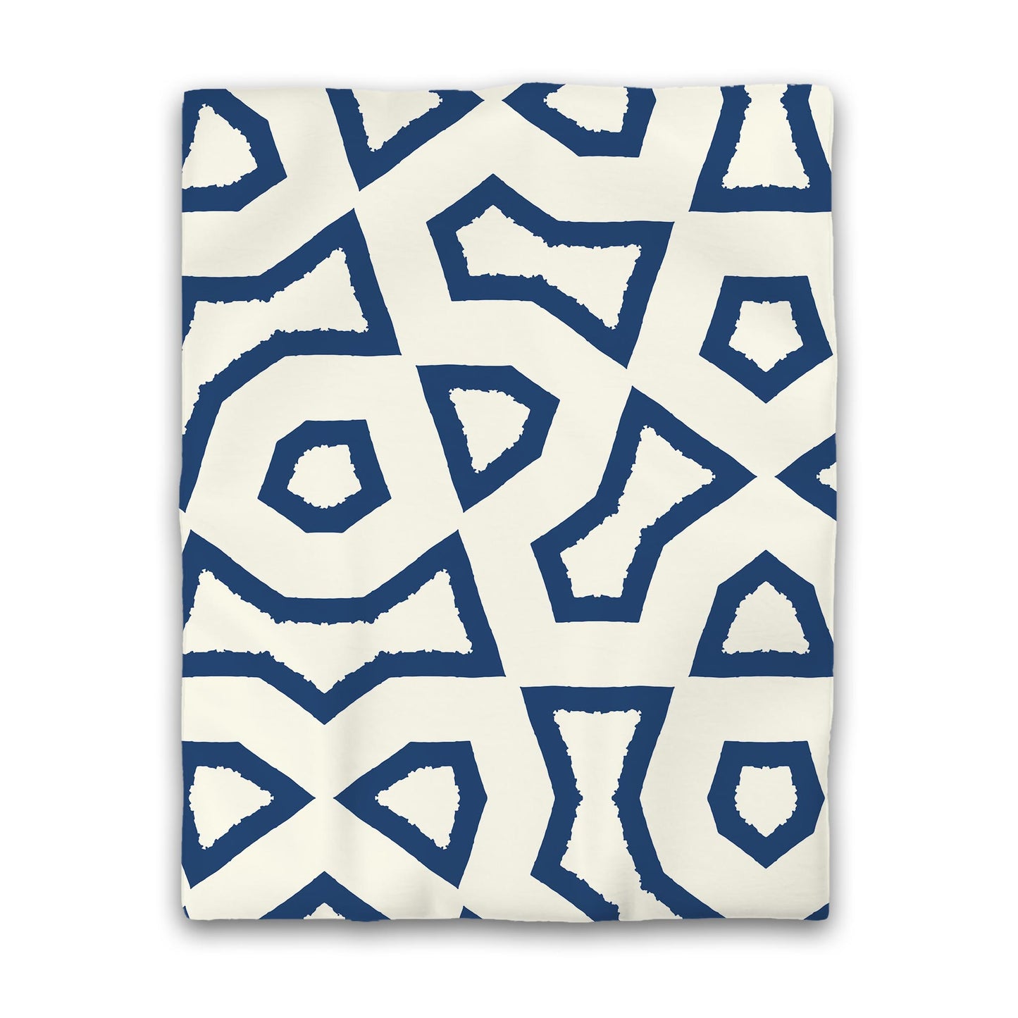 Pale Cream Cotton Sateen Duvet Cover, Bold Royal Blue Graphic | CSDU-1293-391