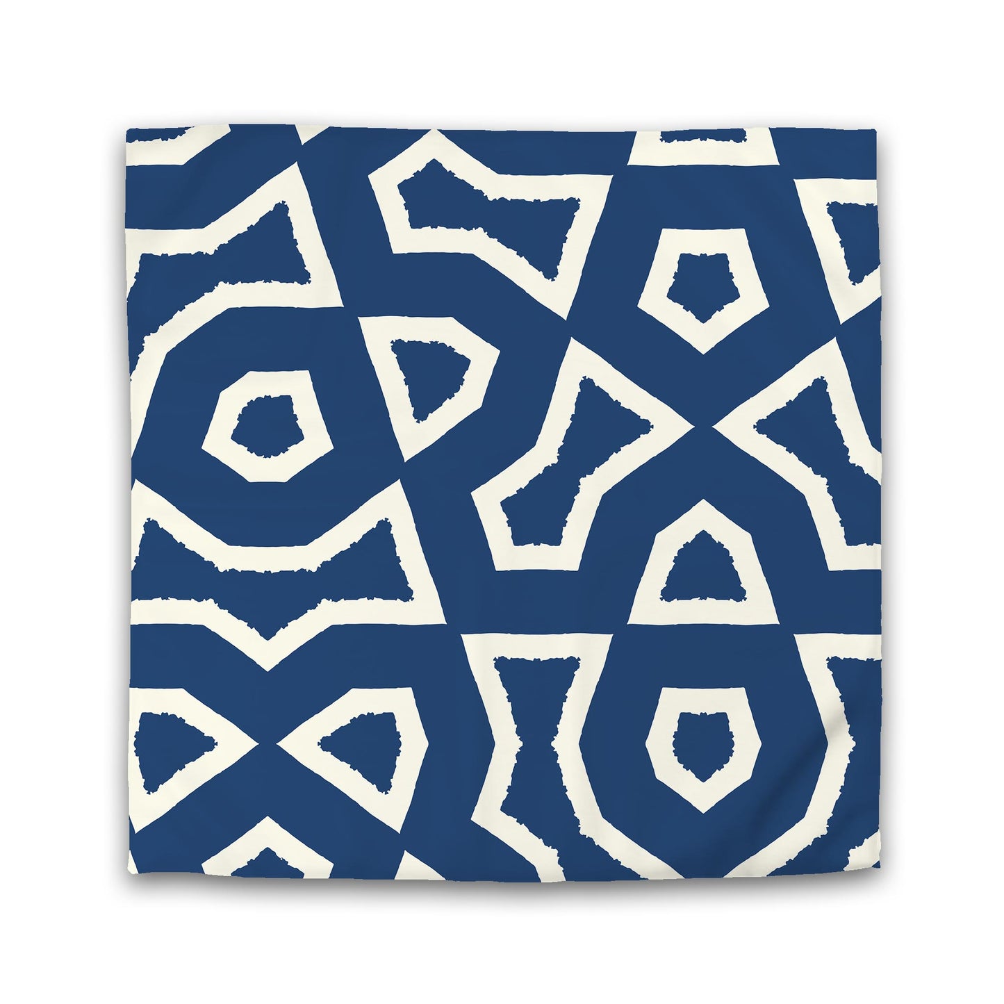 Royal Blue Cotton Sateen Duvet Cover, Bold Pale Cream Graphic | CSDU-1293-392