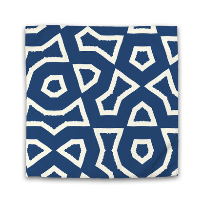Royal Blue Cotton Sateen Duvet Cover, Bold Pale Cream Graphic | CSDU-1293-392