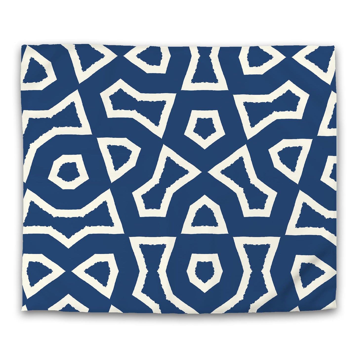 Royal Blue Cotton Sateen Duvet Cover, Bold Pale Cream Graphic | CSDU-1293-392