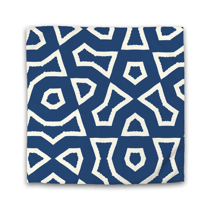 Royal Blue Cotton Sateen Duvet Cover, Bold Pale Cream Graphic | CSDU-1293-392