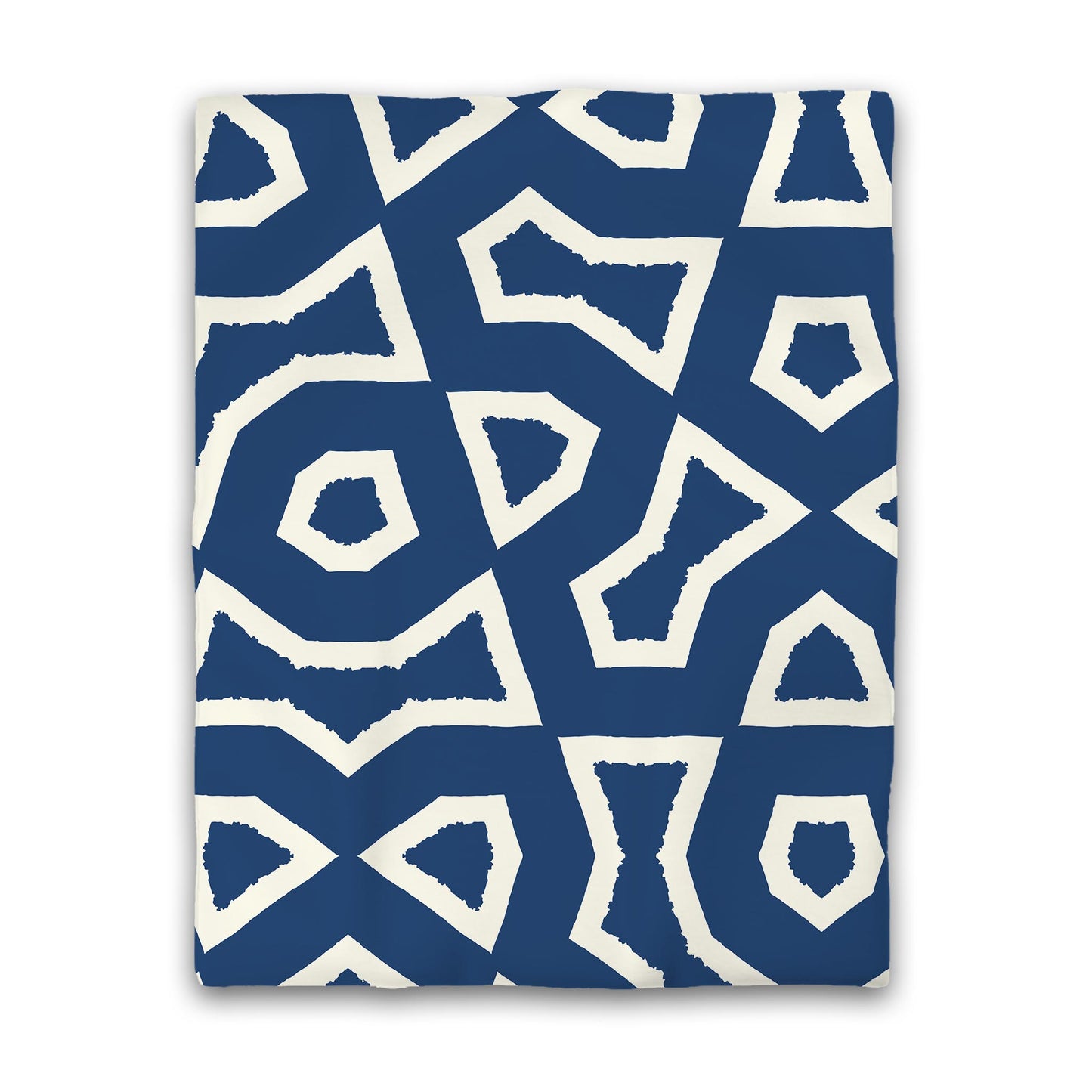 Royal Blue Cotton Sateen Duvet Cover, Bold Pale Cream Graphic | CSDU-1293-392
