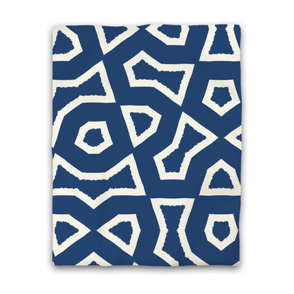 Royal Blue Cotton Sateen Duvet Cover, Bold Pale Cream Graphic | CSDU-1293-392